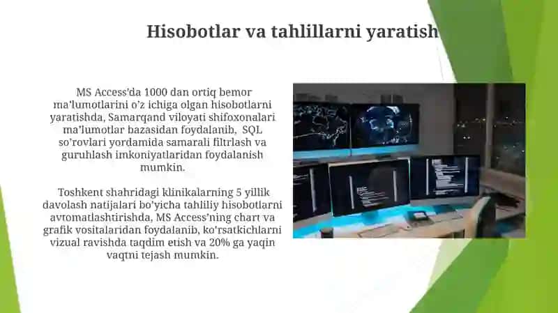 Tibbiyot axborot tizimlari MS Access dasturiy taʼminotidan foydalanish 4