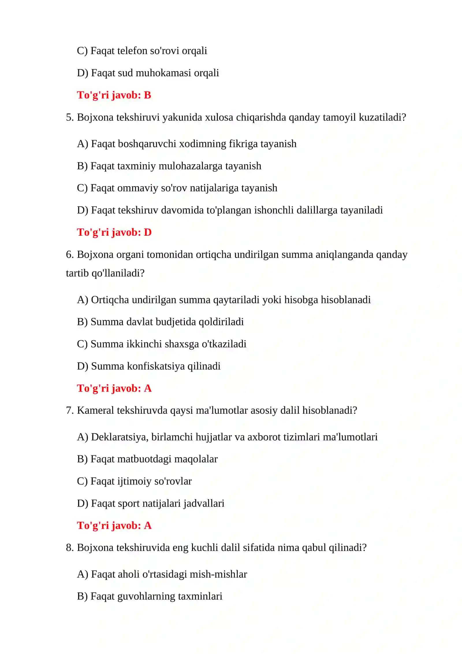 BOJXONA NAZORATI TARTIBI TESTLARI 4
