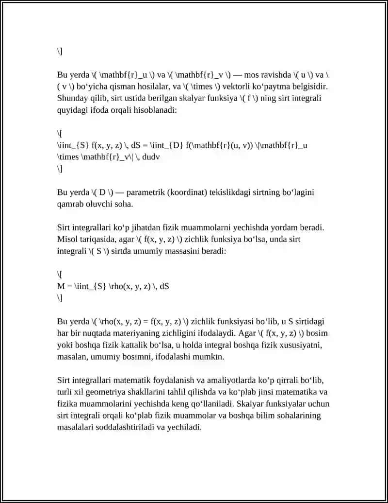 SIRT INTEGRALLARI 4