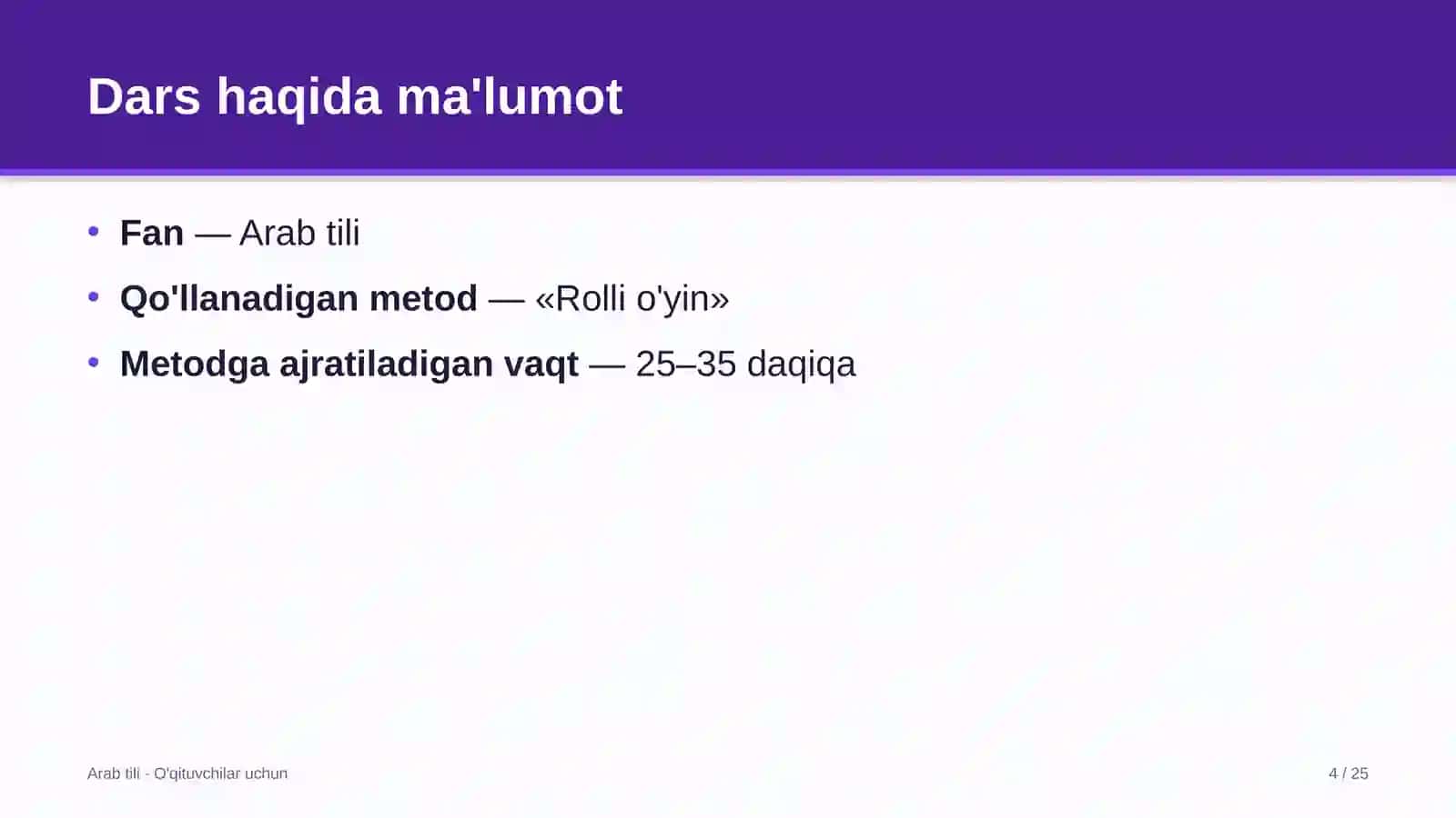arab tili darslarida rolli o'yin metodidan foydalanish 2787 4