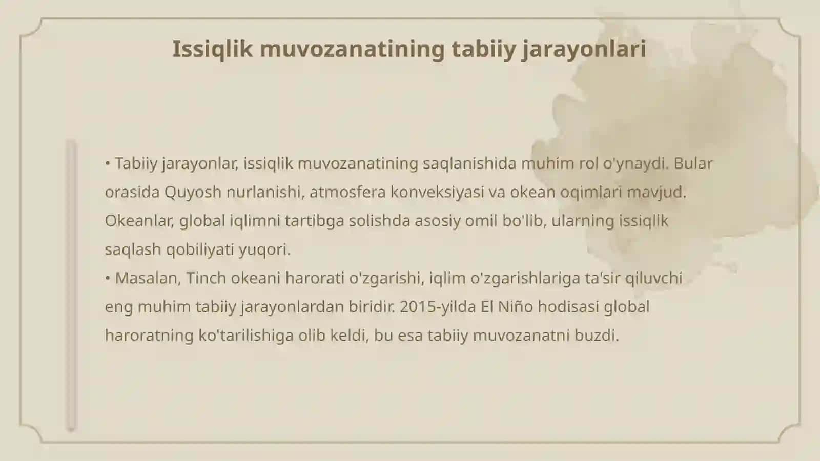 Atmasferadagi issiqlik muvozanati.Òzgarishning sayyora iqlimiga tasiri parnik effekti 4