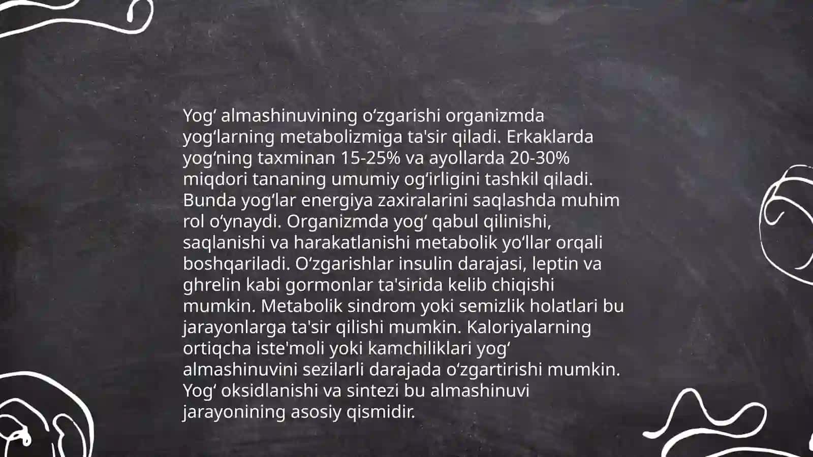 Ochlikda karbinduvlar,yog‘lar va oqsil almashinuvining buzilishi 4
