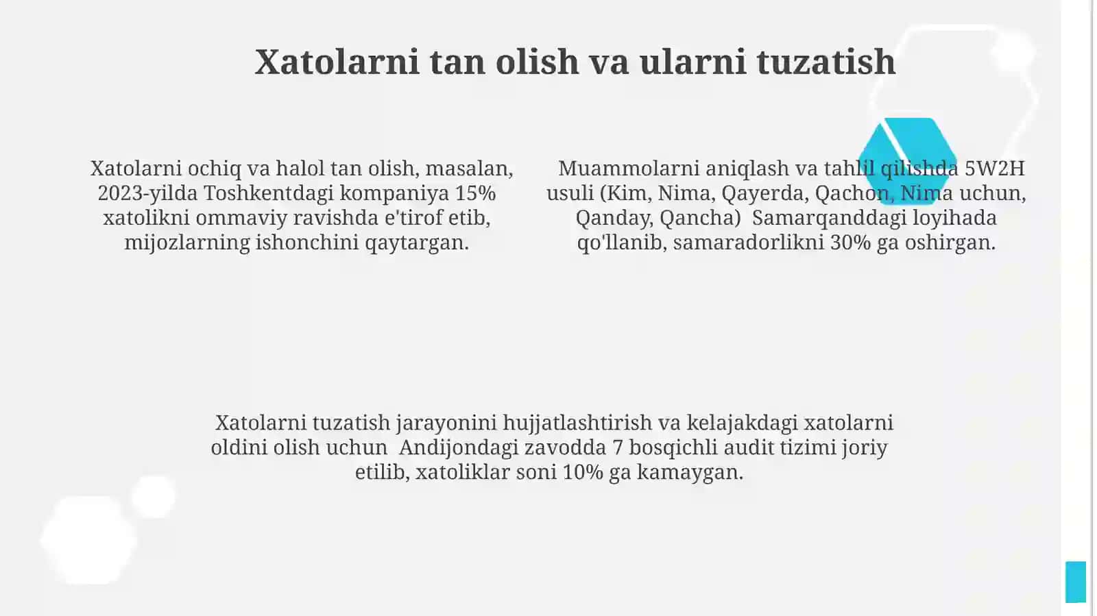 Ishonchlilikni oshirish usullarini tahlil qilishi va qoʻllaniladigan tadbirlar 4
