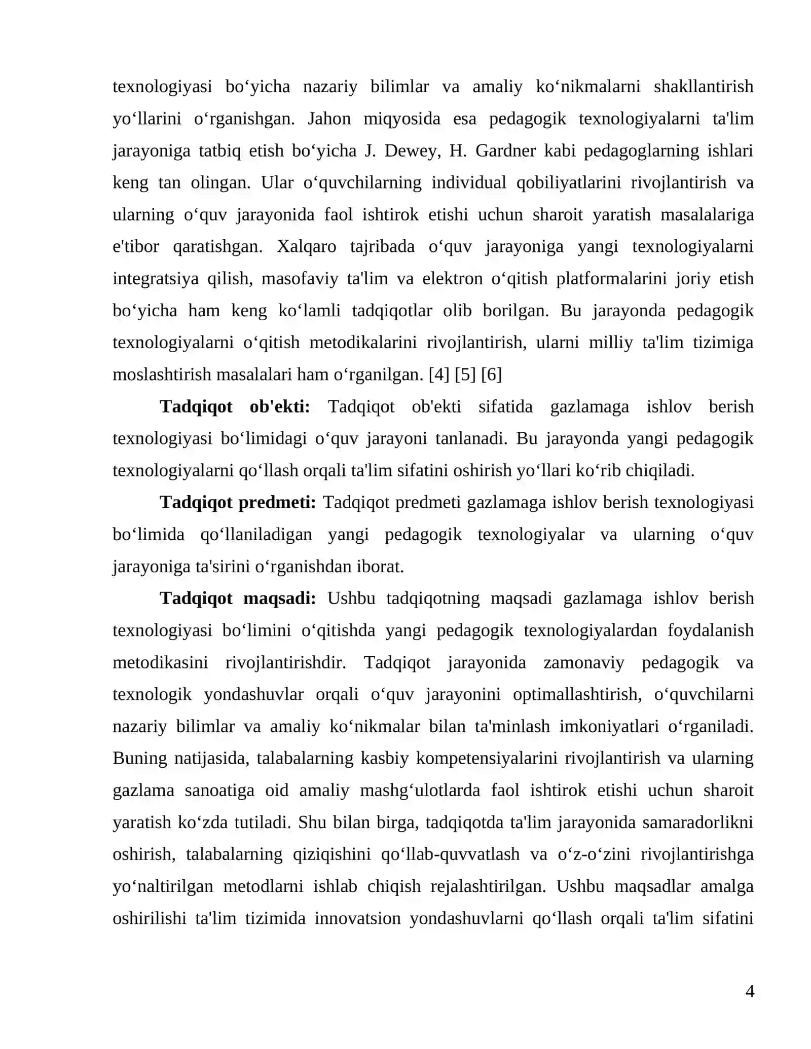 Gazlamaga ishlov berish texnologiyasi bo’limini o’qitishdagi yangi pedagogik texnologiyalardan foydalanish metodikasi 4