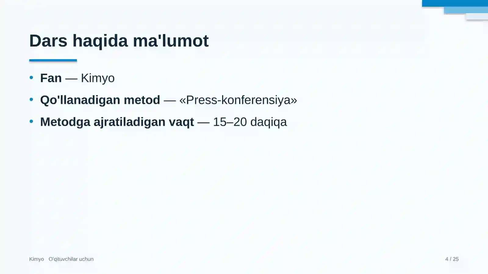 kimyo darslarida press konferensiya metodidan foydalanish 4676 4