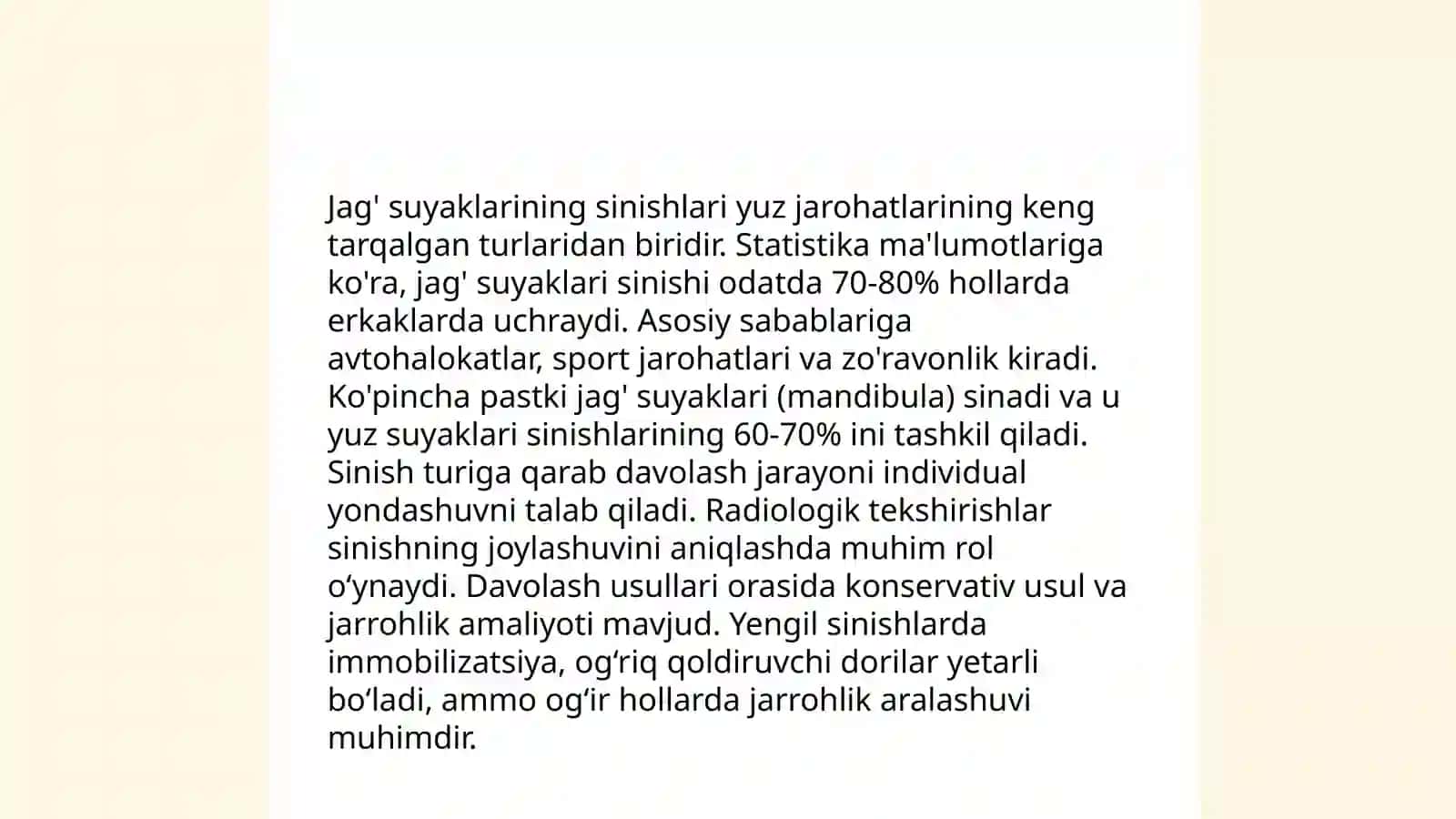 Tish va yuz-jag' suyaklarining shikastlanishi va sinishi 4