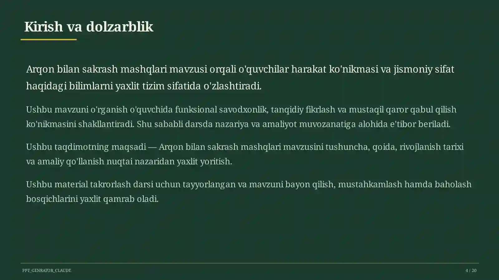 Arqon bilan sakrash mashqlari (3-sinf) 4