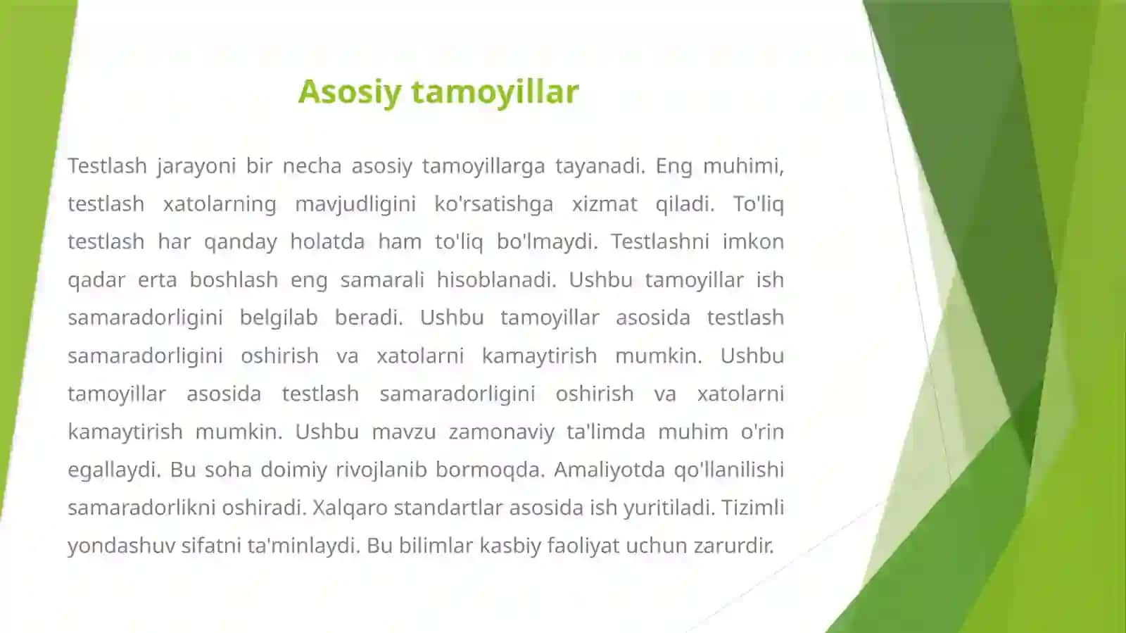 DASTURIY TA'MINOTNI TESTLASH METODOLOGIYALARI 4