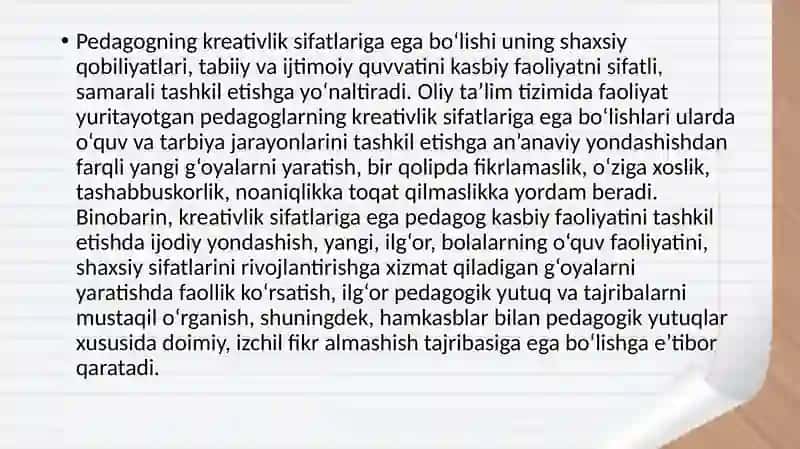 SAMARALI YONDASHISHNING MUHIM OMILI 4