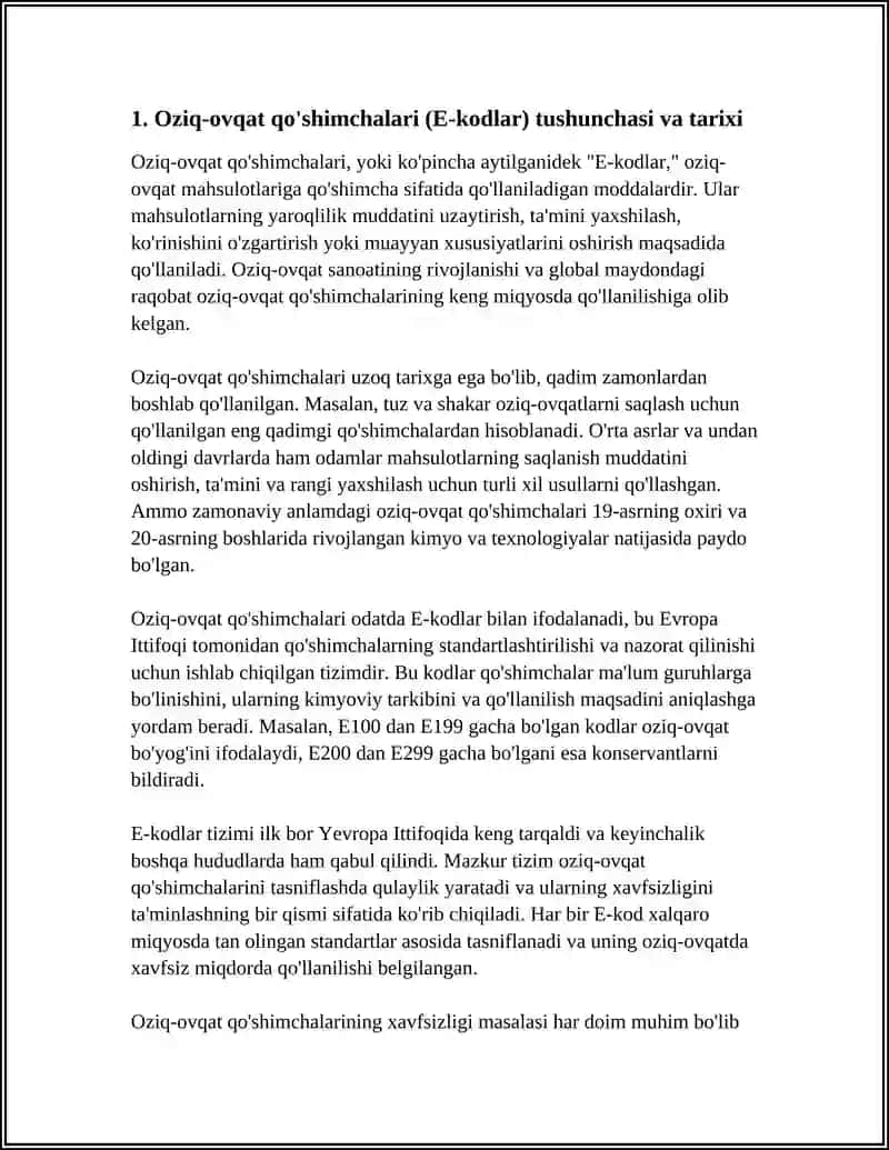 Oziq-ovqat qo'shimchalari (E-kodlar) va ularning xavfsizligi 4