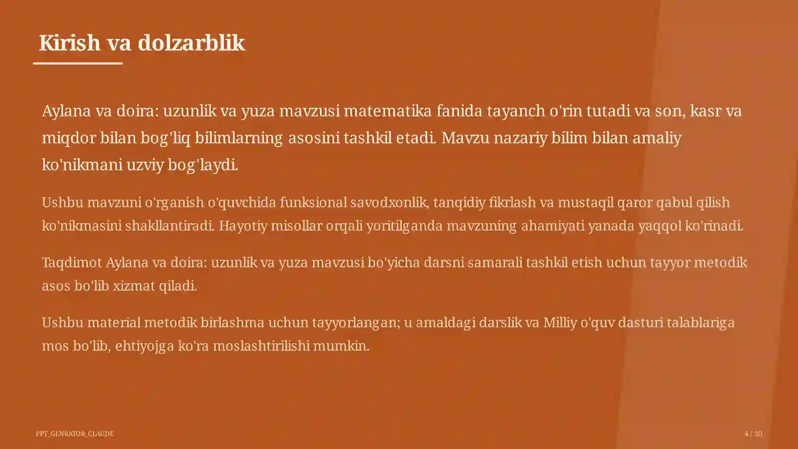 Aylana va doira: uzunlik va yuza (6-sinf) 4