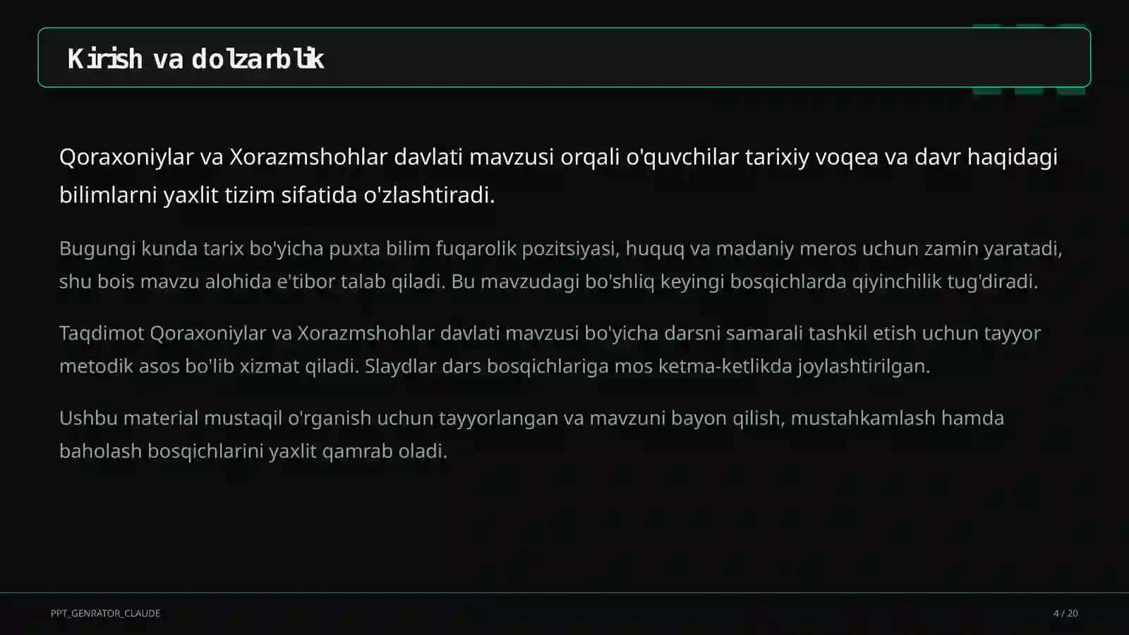 Qoraxoniylar va Xorazmshohlar davlati (7-sinf) 4
