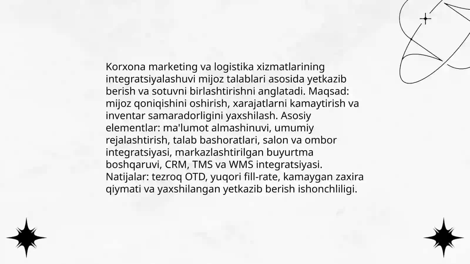 Marketing funksiyalarining logistik funksiyalarga aylanish tendenqiyalari 4