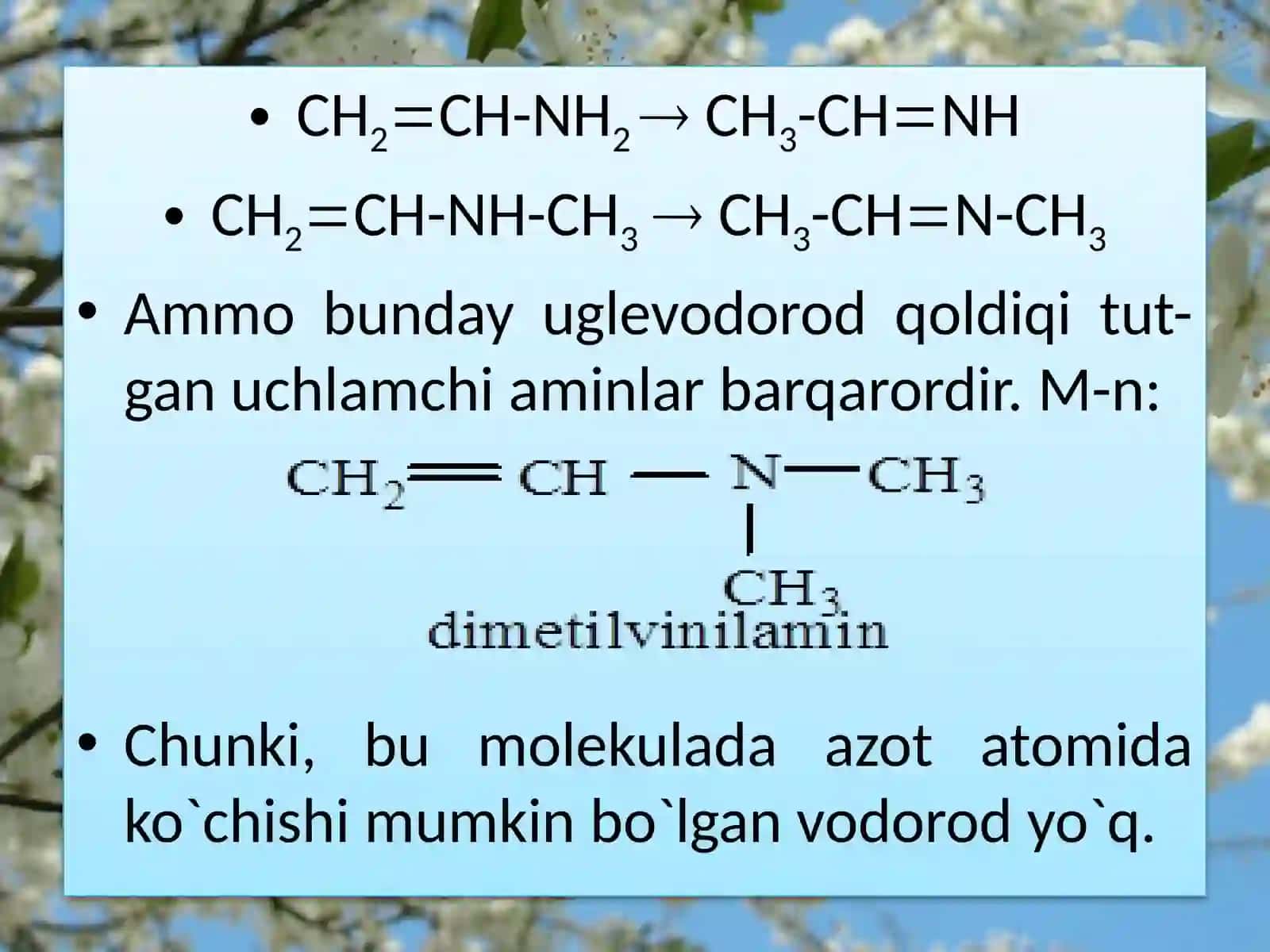 Amino birikmalar. Alifatikamino birikmalar 4
