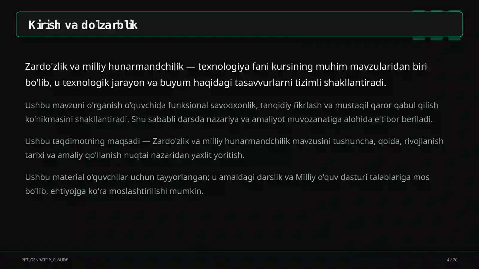 Zardo'zlik va milliy hunarmandchilik (8-sinf) 4