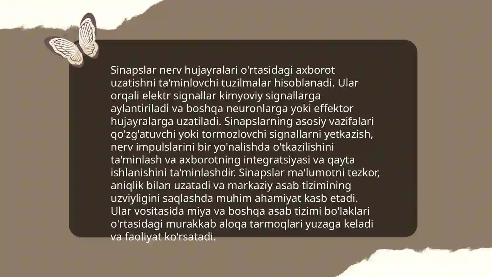 Sinapslarning turli moddalarga sezgirligi 4