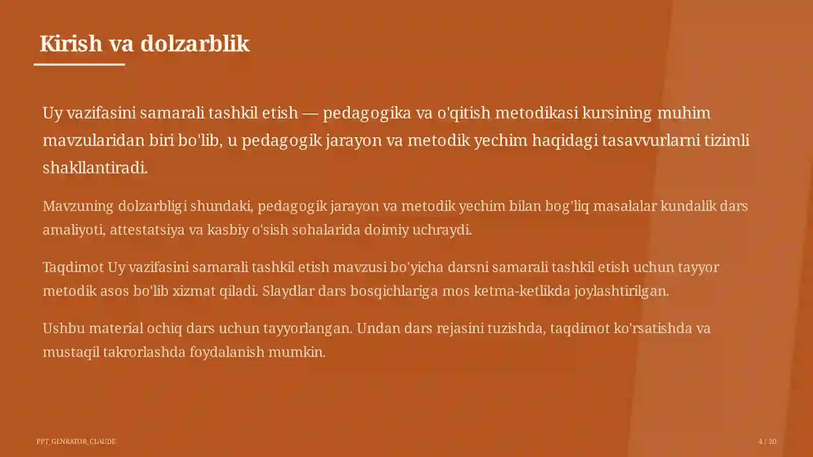 Uy vazifasini samarali tashkil etish 4