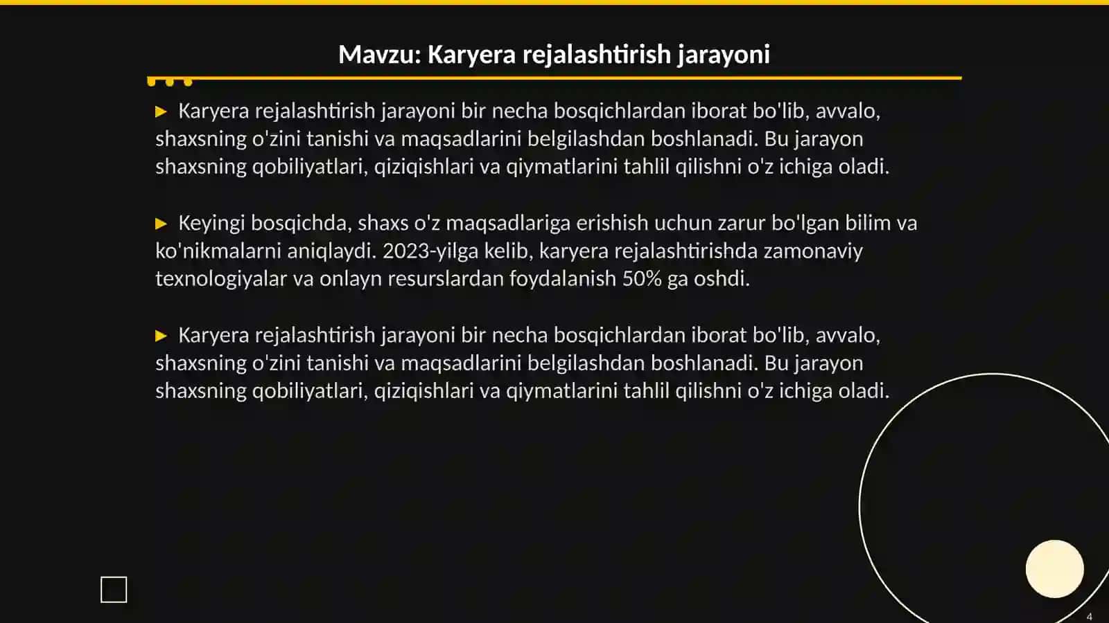Inson resurslarini karyerasini rejalashtirish va rivojlantirish 4