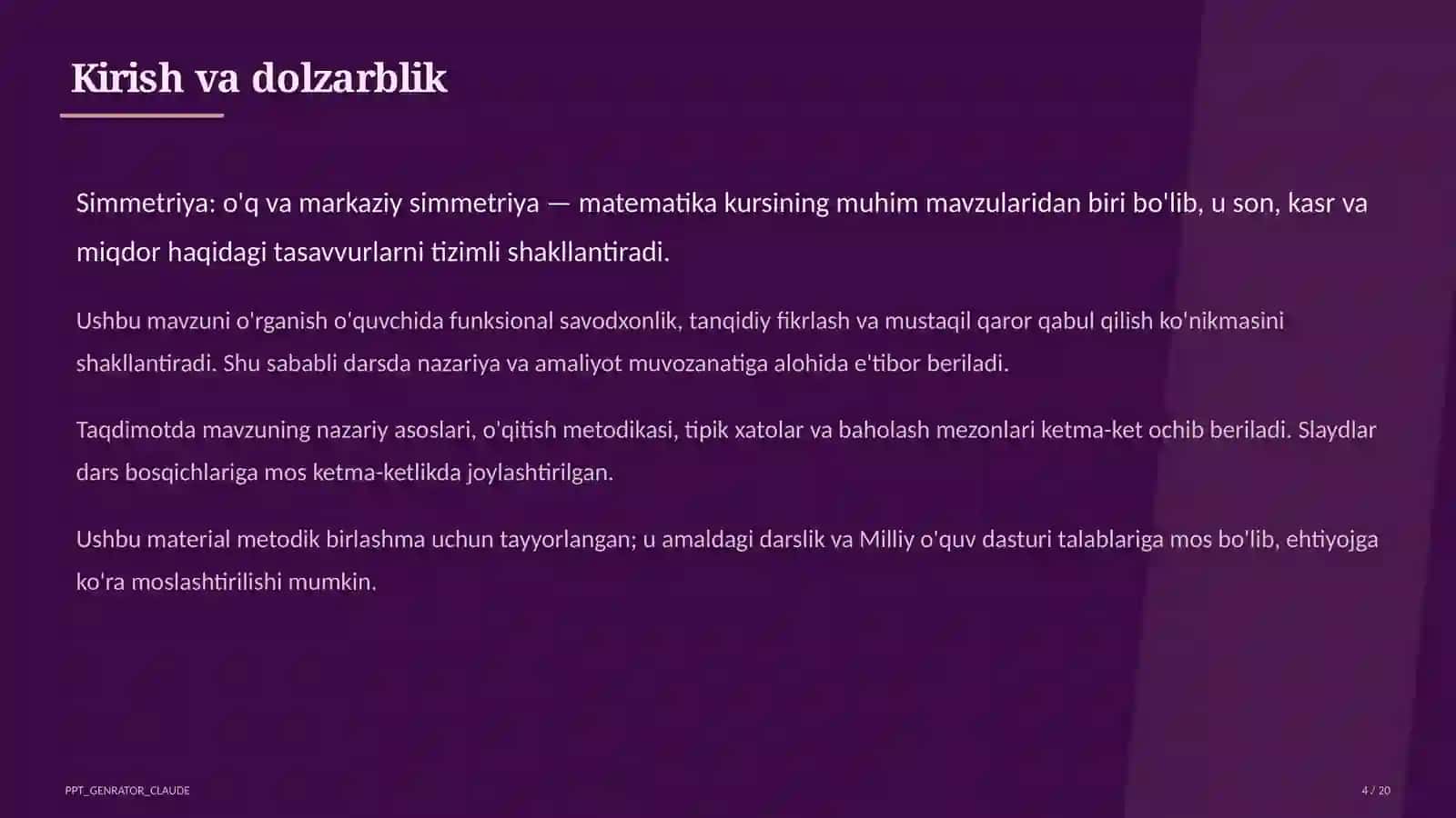 Simmetriya: o'q va markaziy simmetriya (6-sinf) 4
