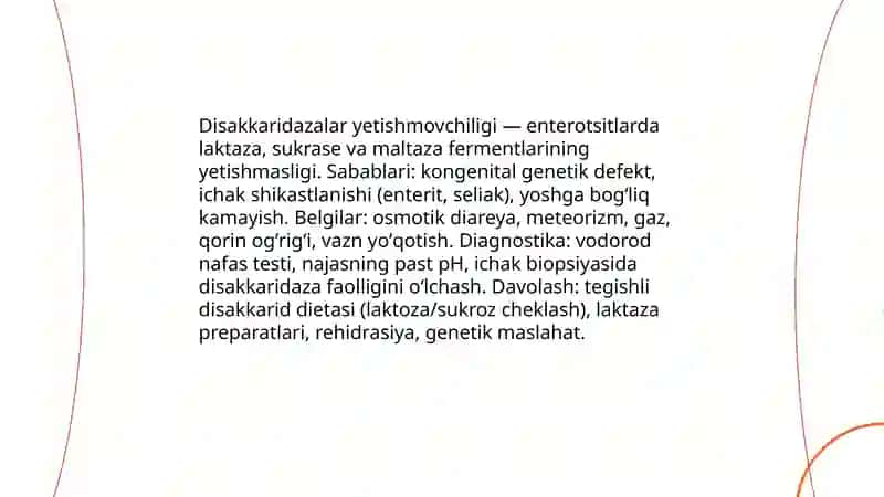 Uglevodlarning hazmlanishi va so'rilish jarayonlarining buzilishi 4