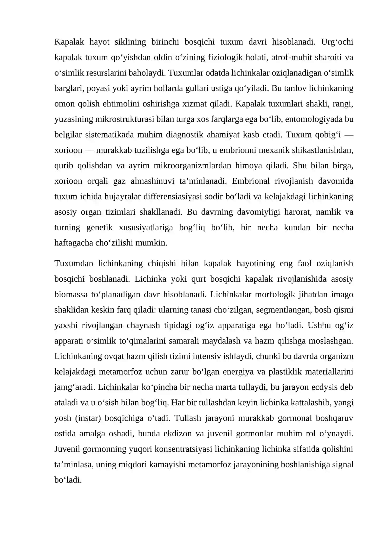 Kapalaklarda to‘liq metamorfoz jarayoni va uning entomologik ahamiyati 4