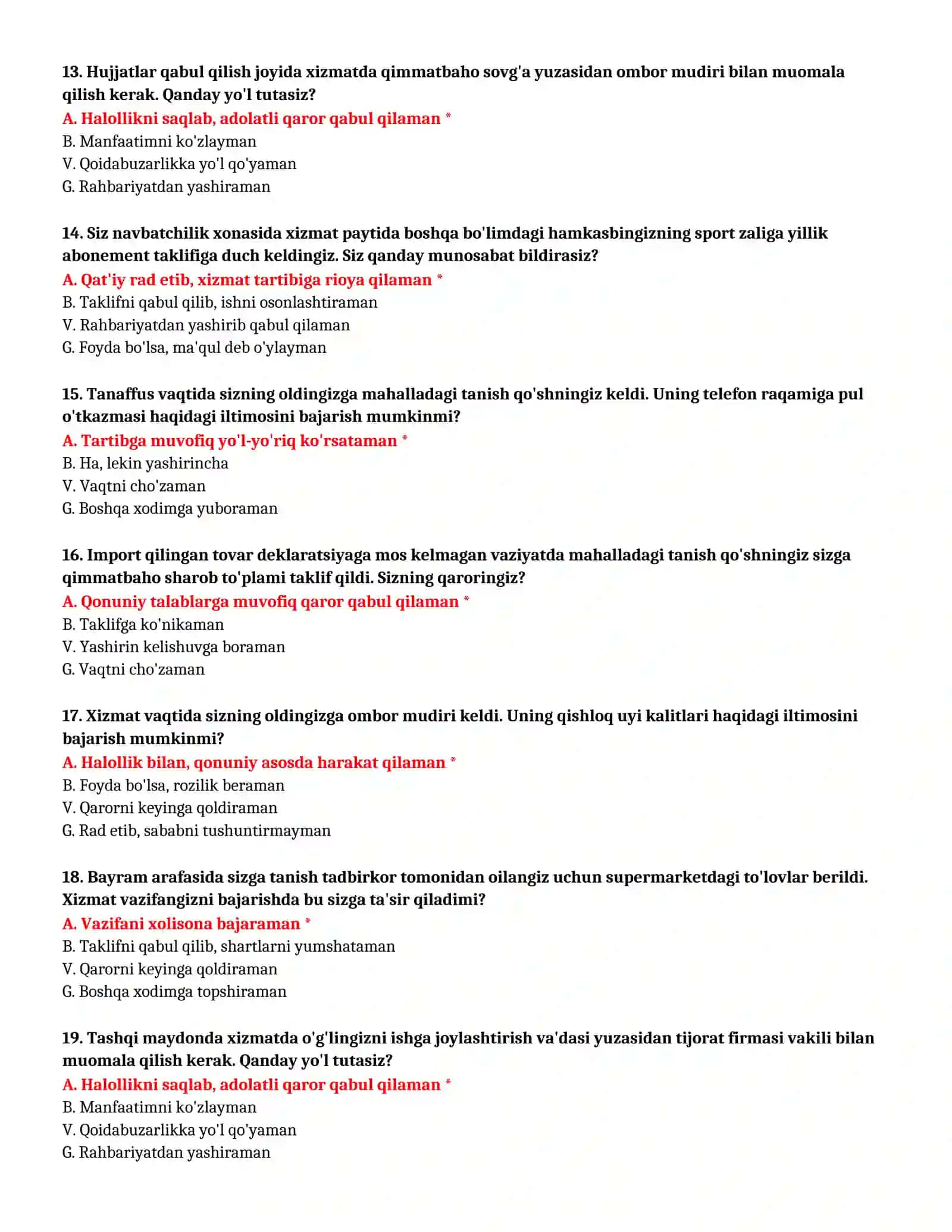 TEST SAVOLLARI (№ 56) 4