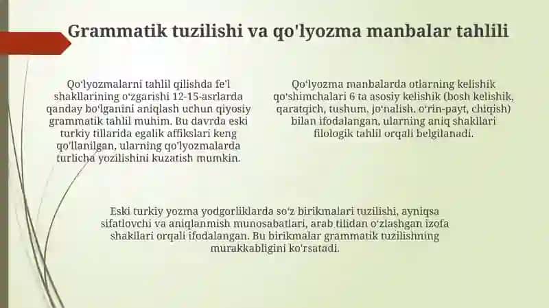 Navoiygacha yashab ijod etgan turgigòy ijodkorlarning asarlari tili 4