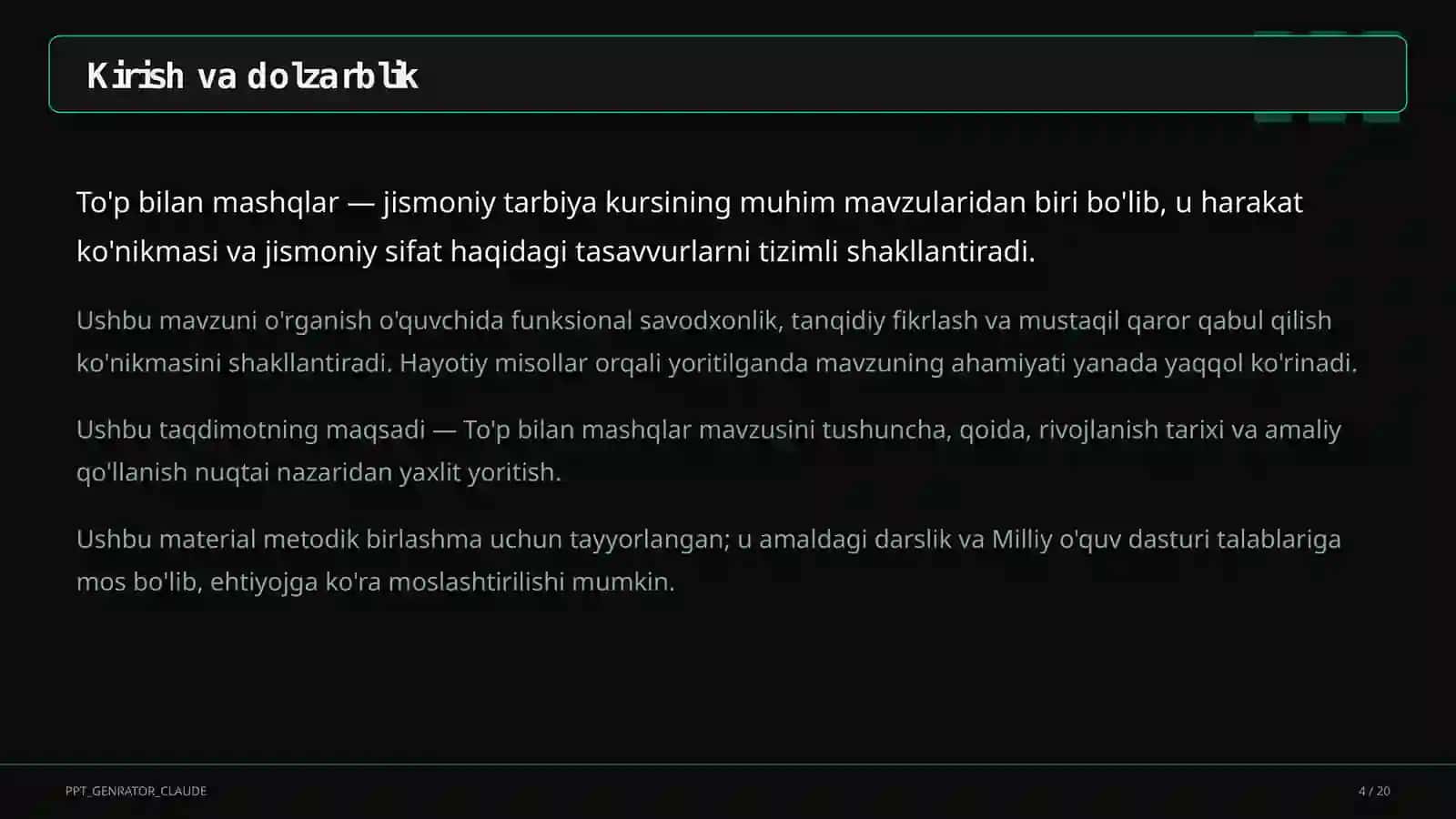To'p bilan mashqlar (2-sinf) 4
