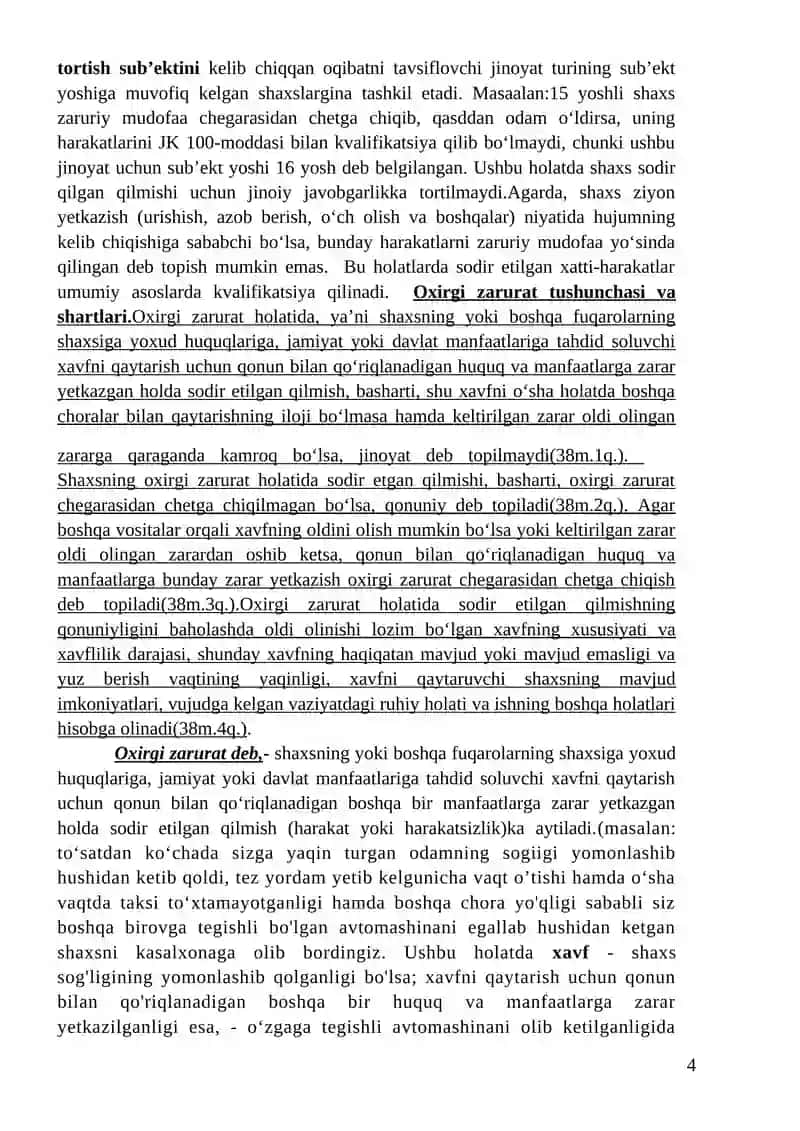 Qilmishning jinoiyligini istisno qiluvchi holatlar tushunchasi va turlari 4