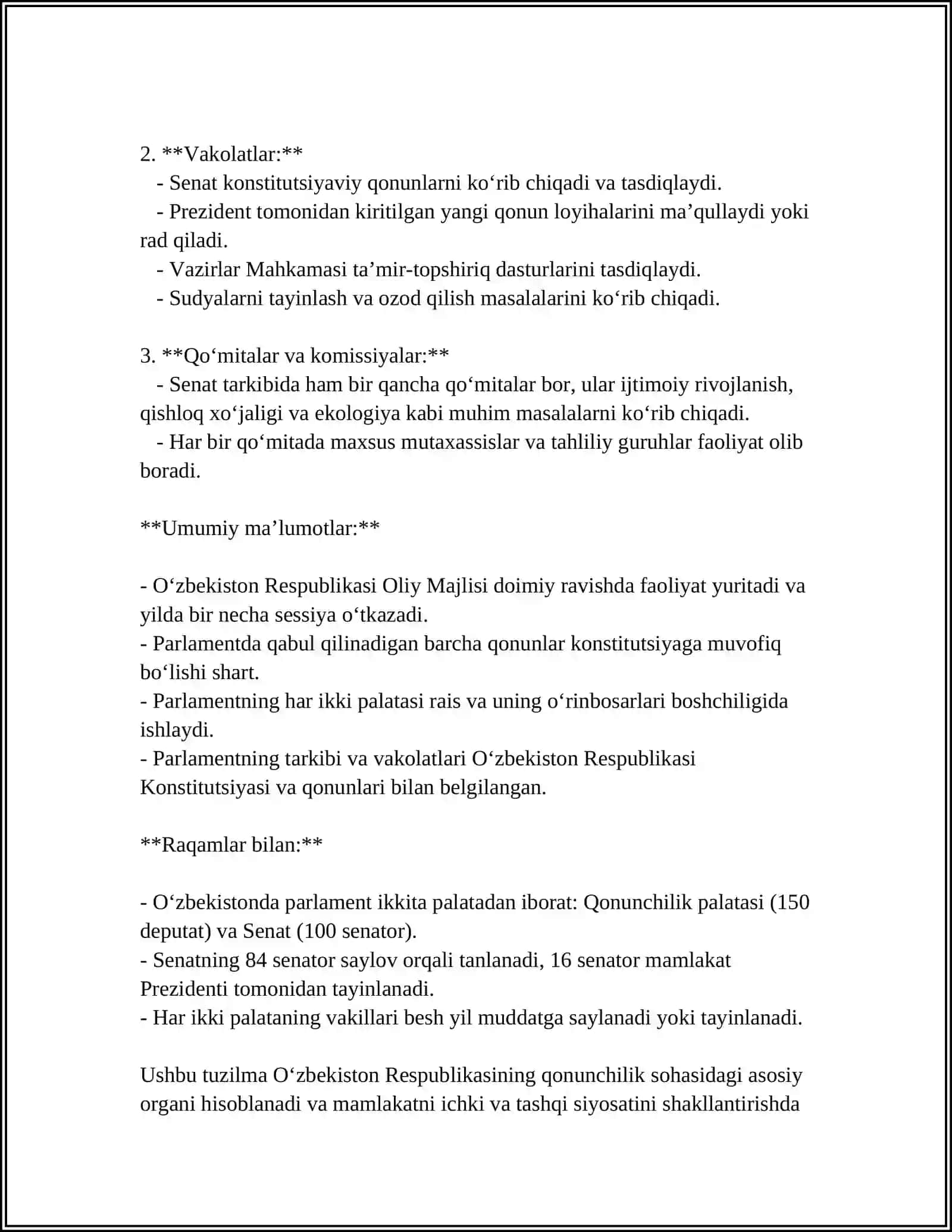 OʻZBEKISTONDA PARLAMET TIZIMI VA UNDAGI ISLOHOTLAR 4