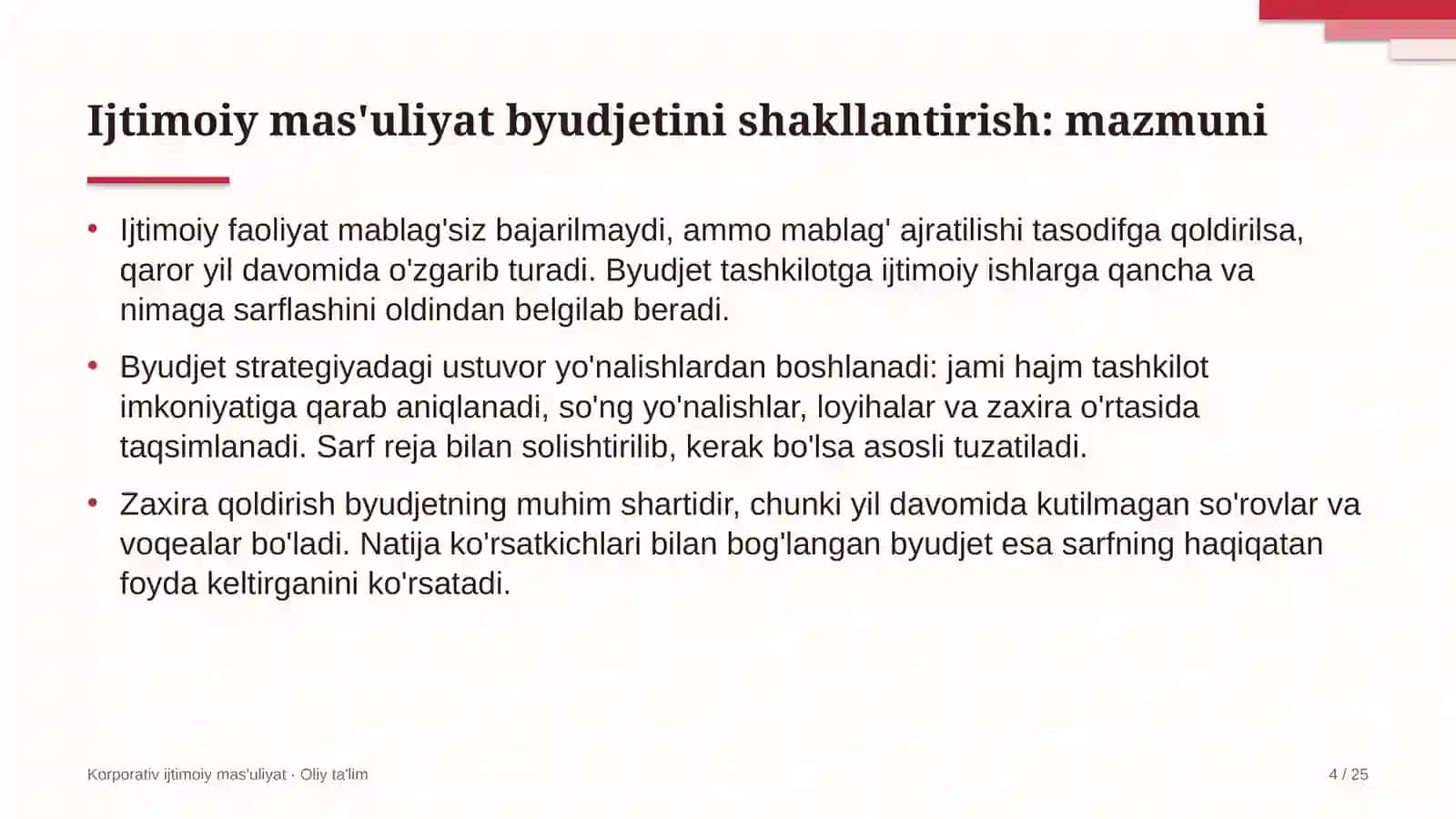 Chinni-fayans sanoatida ijtimoiy mas'uliyat byudjetini shakllantirish 4
