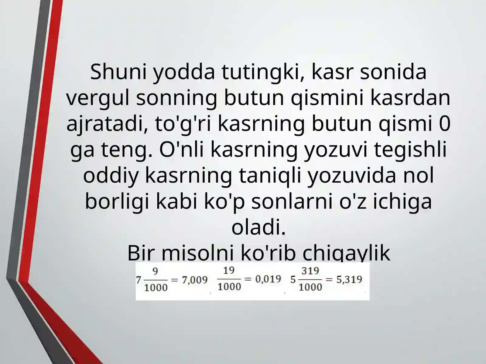 O'nlikasrlarva ular ustidaarifmetik amallarnibajarish algoritmi 4