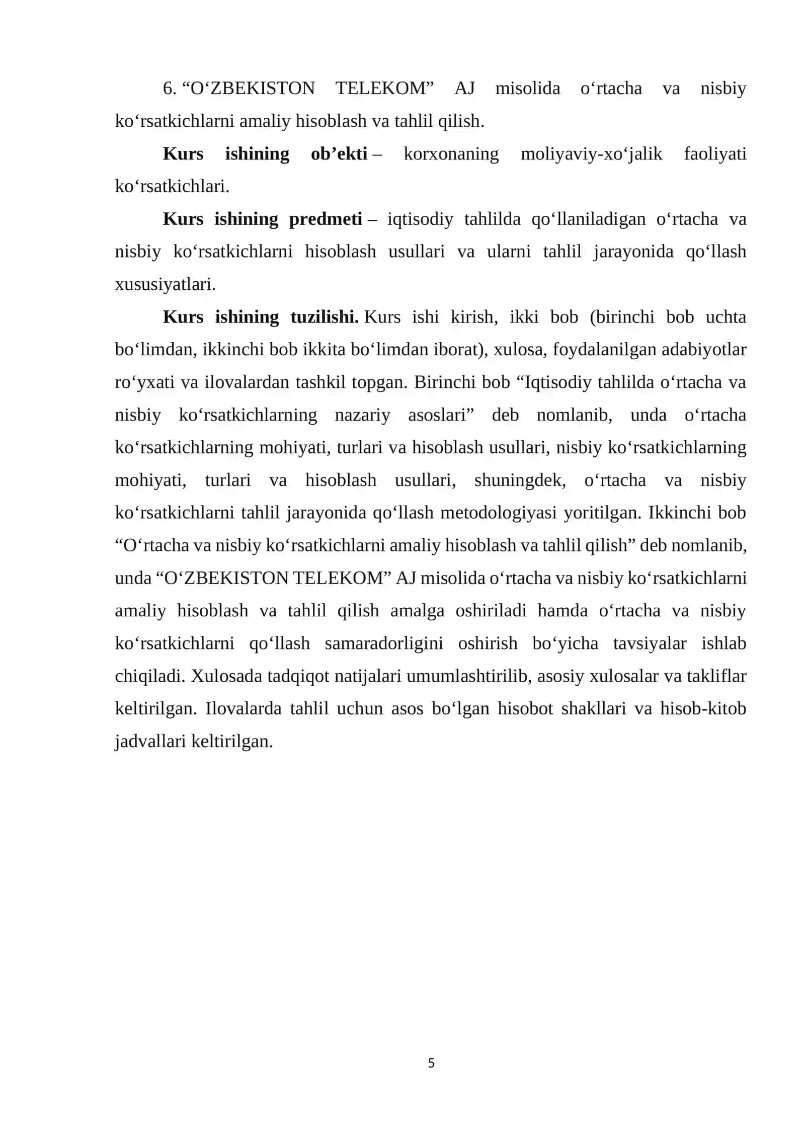 IQTISODIY TAHLILDA O‘RTACHA VA NISBIY KO‘RSATKICHLARNING NAZARIY ASOSLARI 6 4