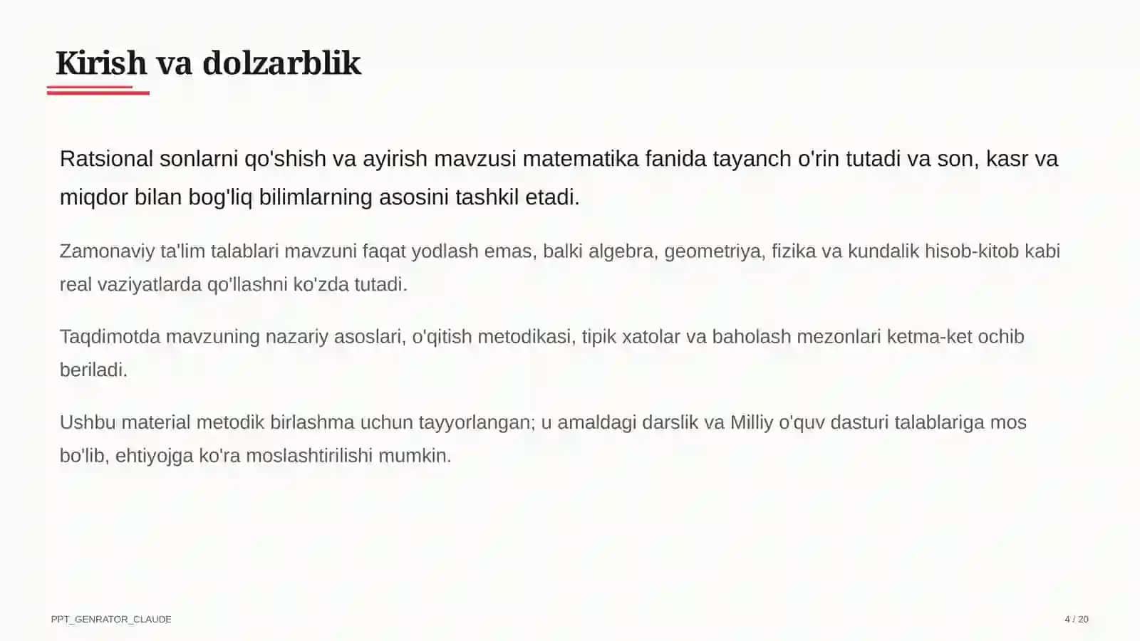 Ratsional sonlarni qo'shish va ayirish (6-sinf) 4