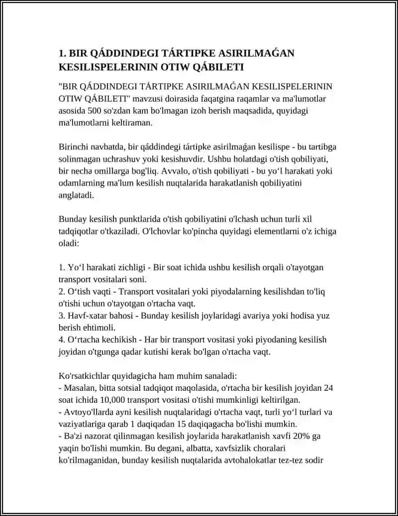 BIR QÁDDINDEGI TÁRTIPKE ASIRILMAǴAN KESILISPELERININ OTIW QÁBILETI 4