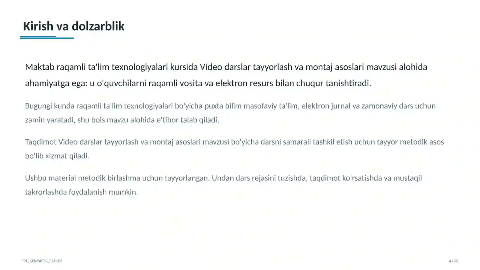 Video darslar tayyorlash va montaj asoslari 4
