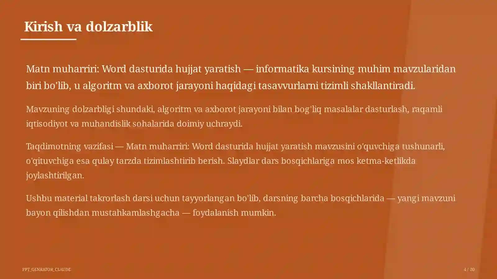 Word dasturida hujjat yaratish (6-sinf) 4