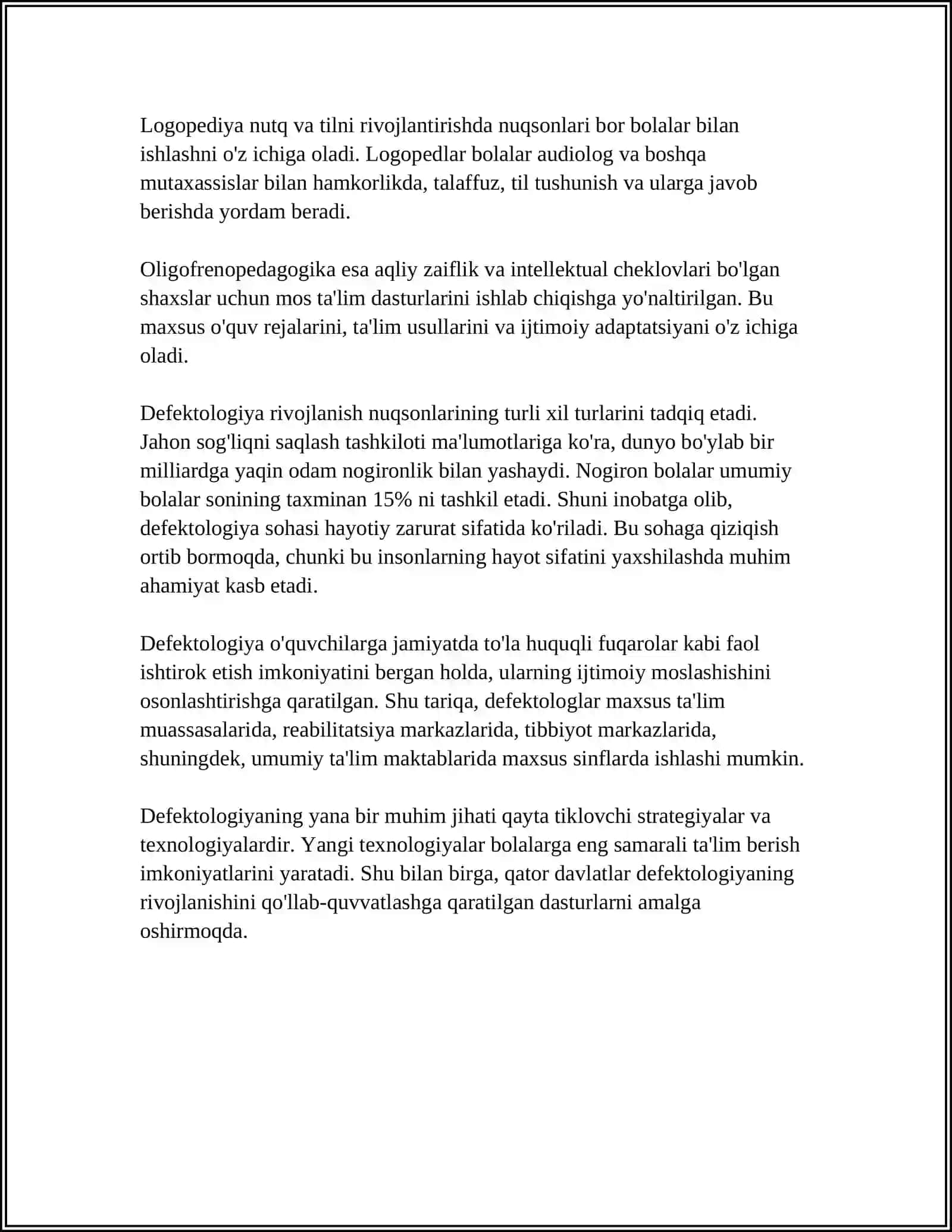 DEFEKTOLOGIYA FANI, UNING PREDMETI, MAQSAD VA VAZIFALARI 4