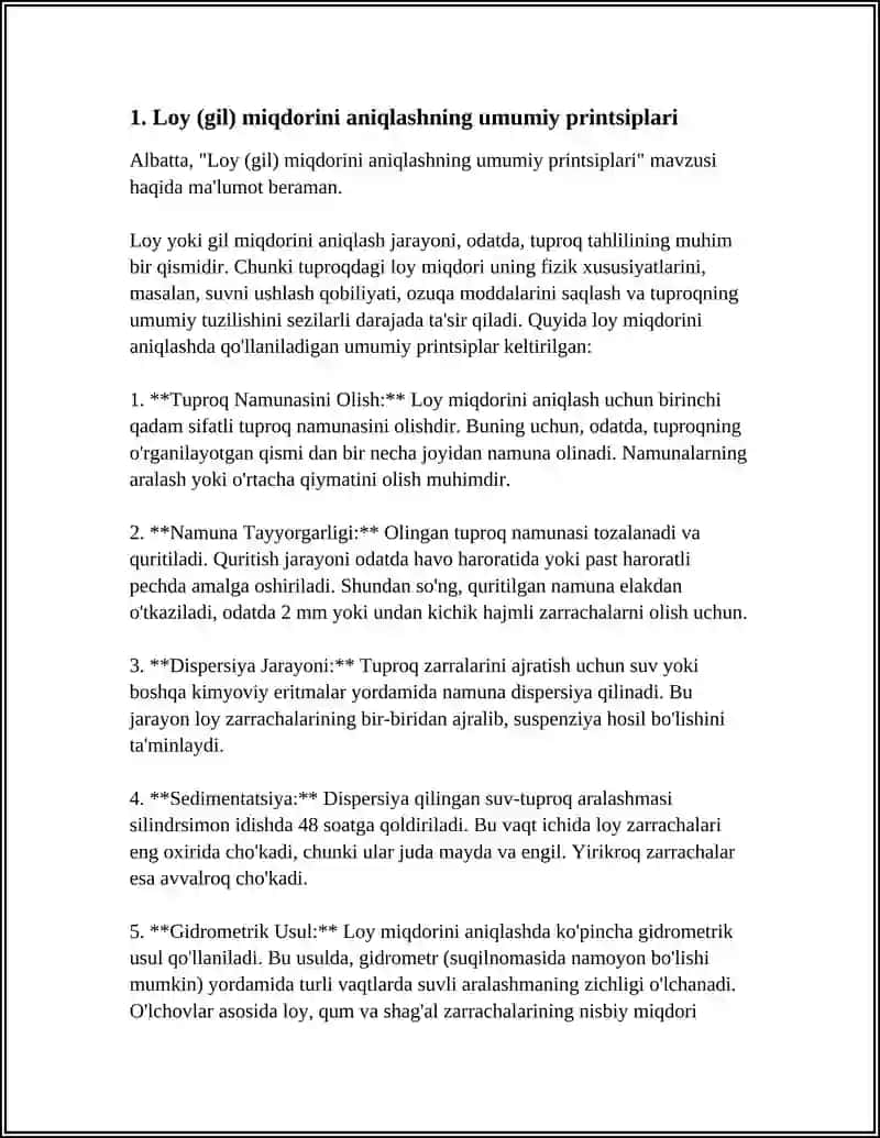 GOSR 33026 - 2014 UMUMIY FOYDALANISHDAGI AVTOMOBIL YOʻLLARI. TOSHLARDAN MAYDALANGAN TOSH VA SHAGʻAL. TOPAKLAR TARKIBIDAGI LOY TARKIBINI ANIQLASH. 4