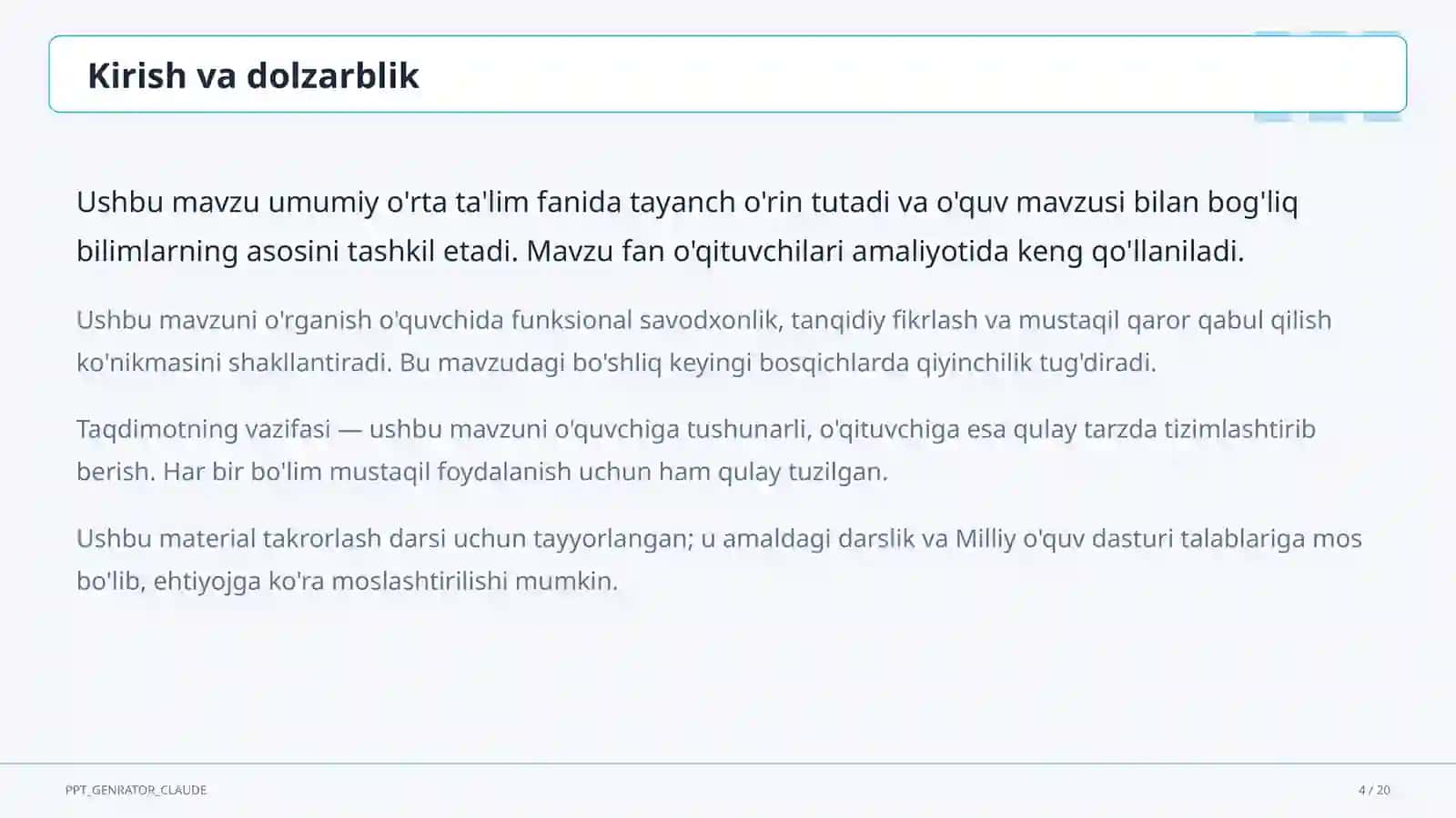 Boshlang'ich sinfda kitobxonlik odati: kunlik o'qish va maktab kutubxonasi 4