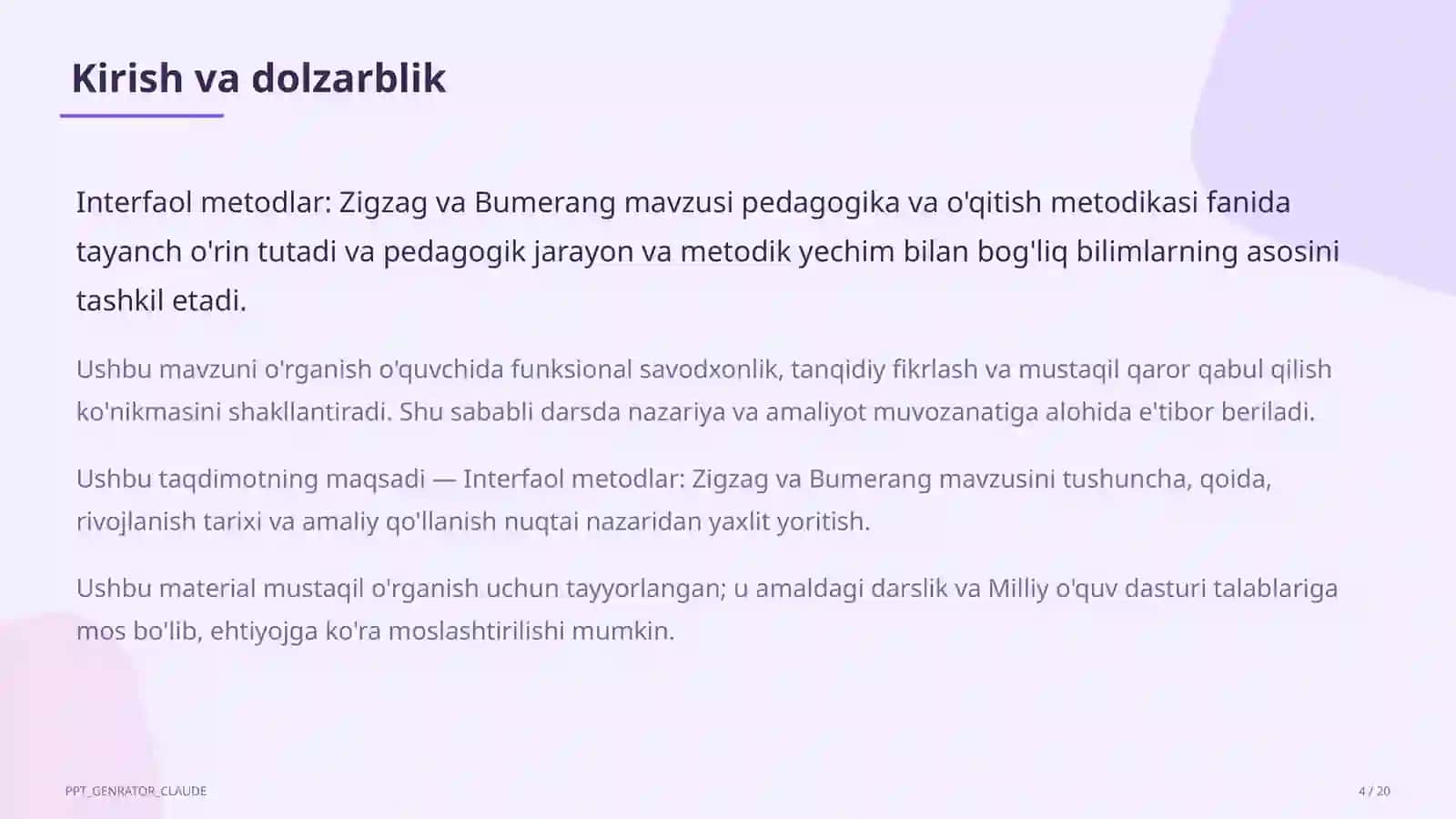 Interfaol metodlar: Zigzag va Bumerang 4