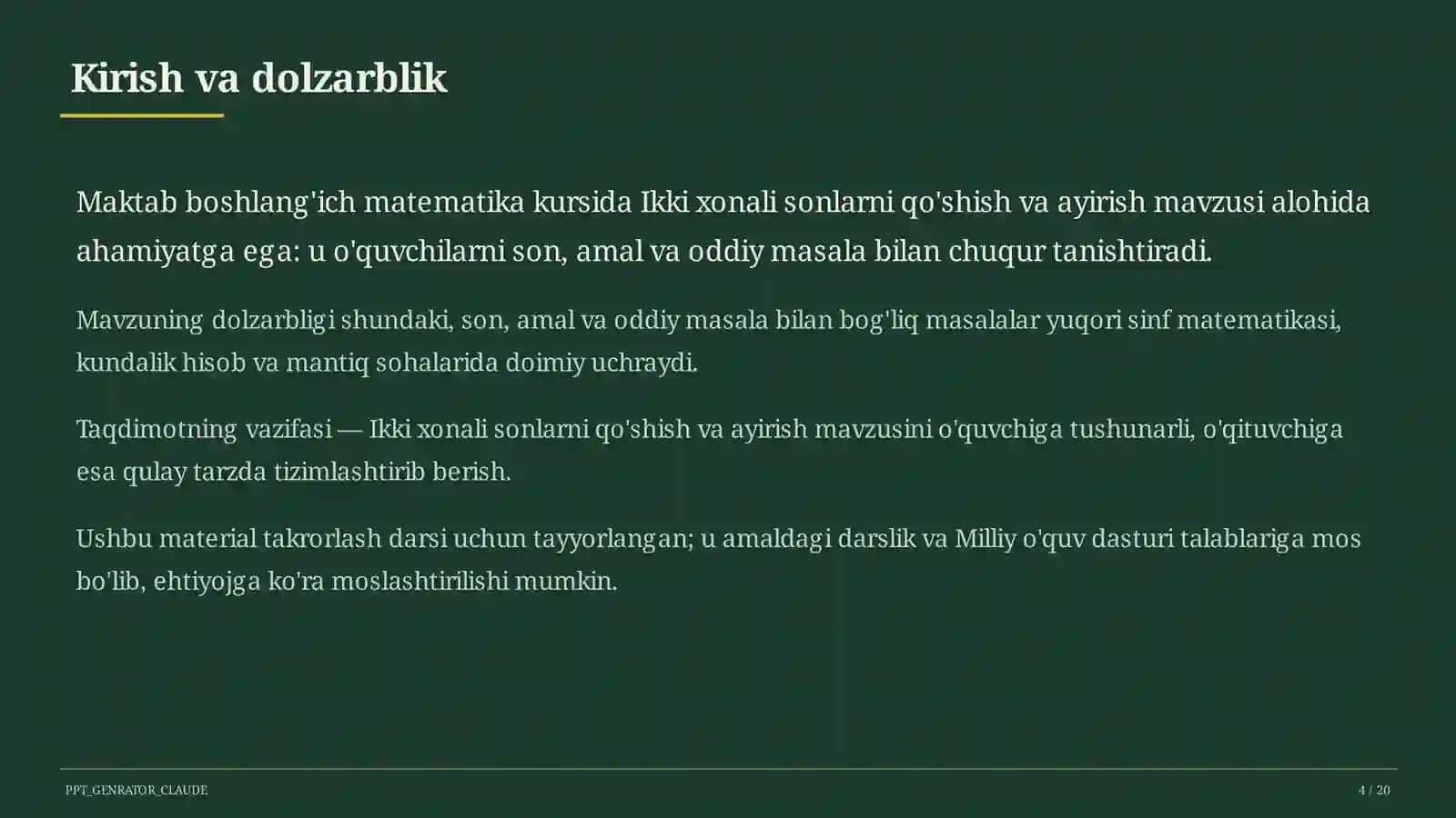 Ikki xonali sonlarni qo'shish va ayirish (2-sinf) 4