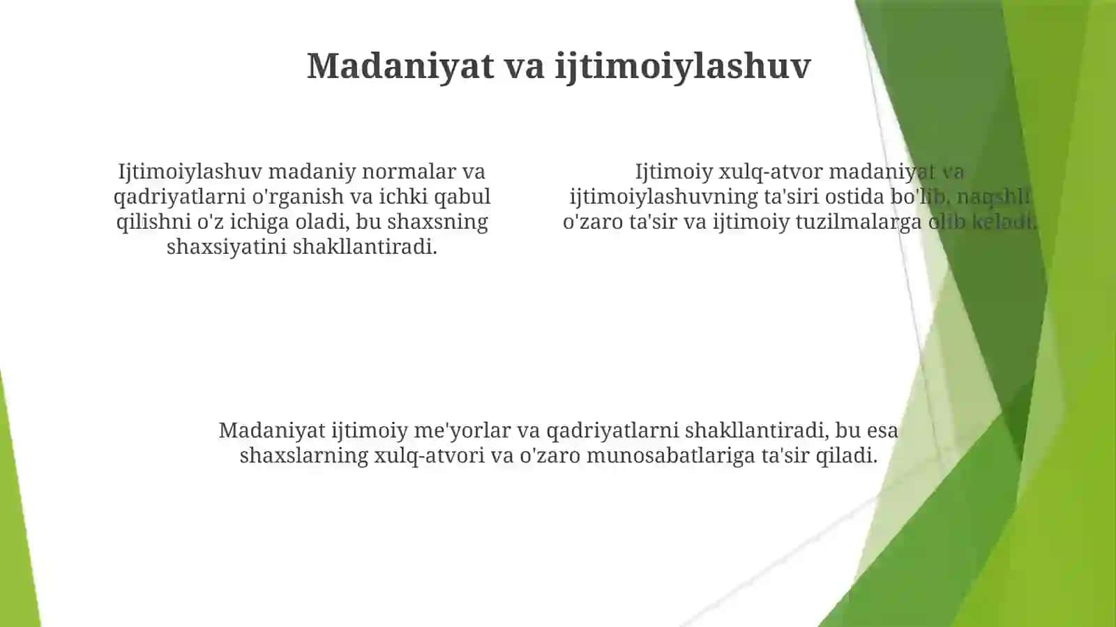 Ijtimoiy aloqalar, shaxsni shakllantirish 4