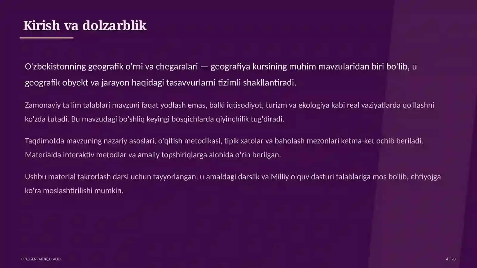 O'zbekistonning geografik o'rni va chegaralari (8-sinf) 4