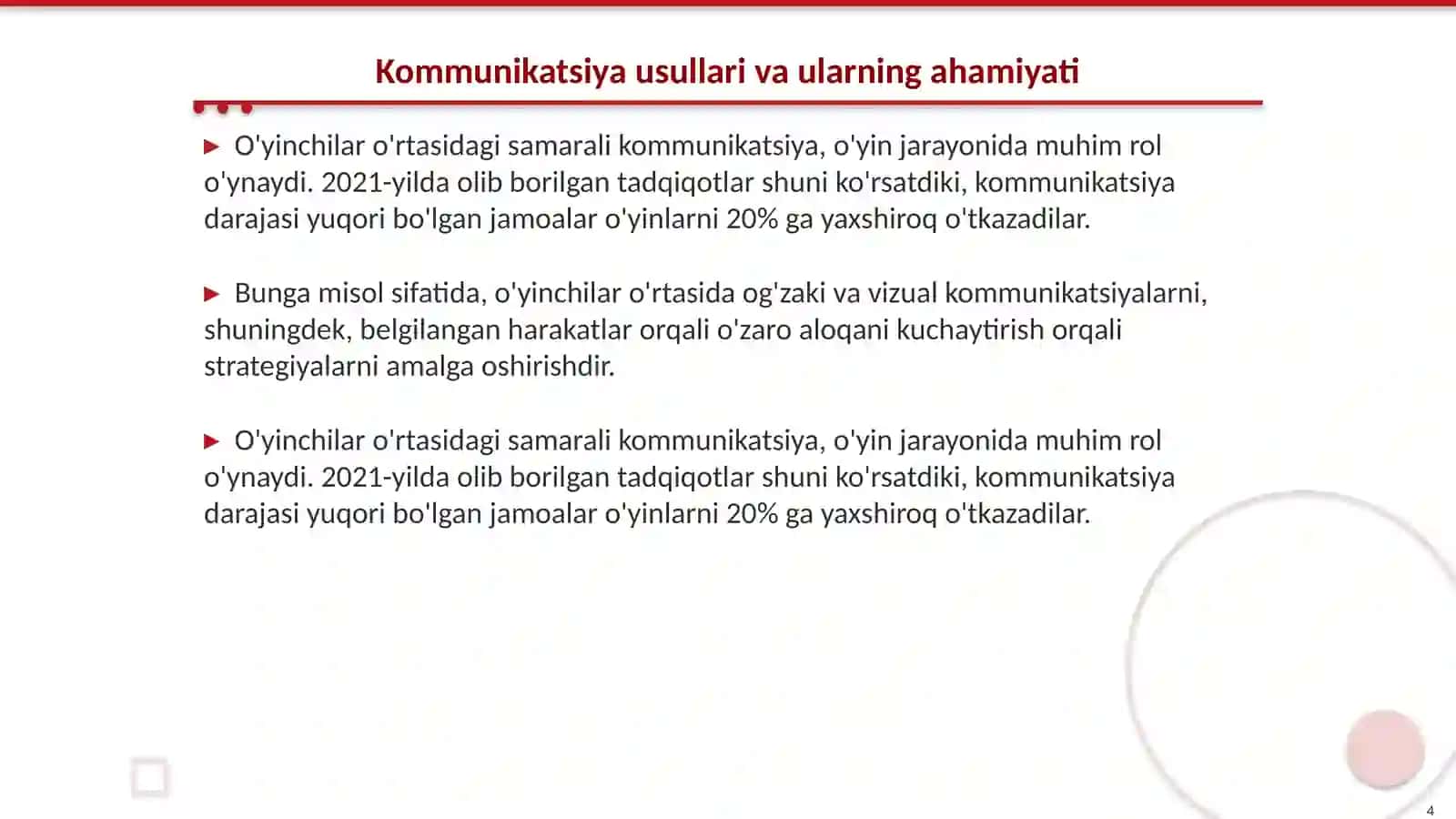 Hujumda o'yinchilarning o'zaro harakatlarini takomillashtirish 4