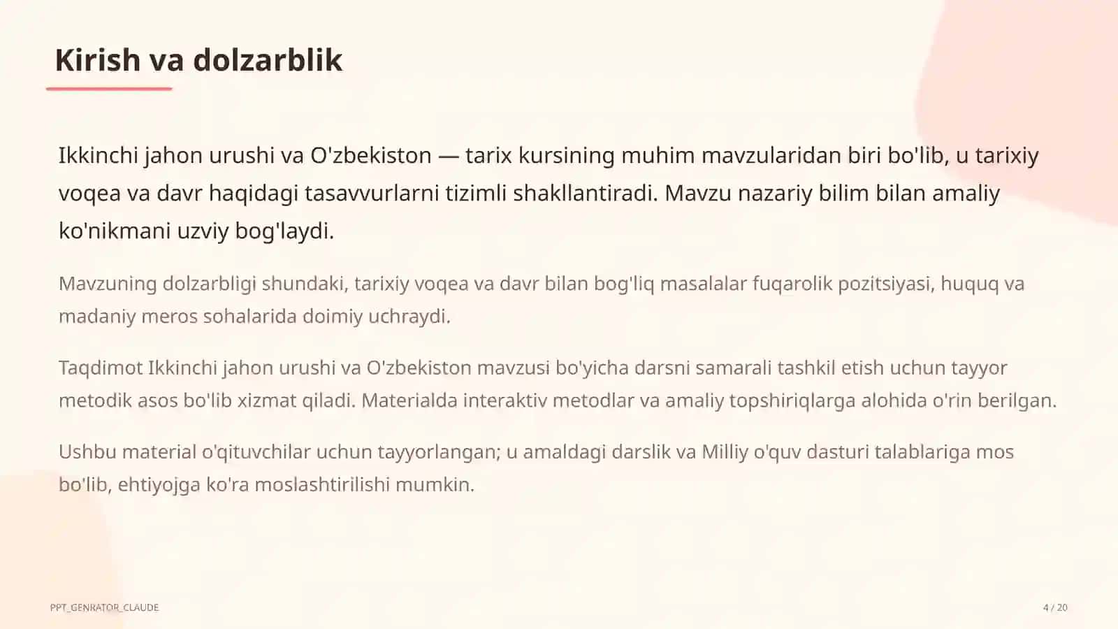 Ikkinchi jahon urushi va O'zbekiston (10-sinf) 4