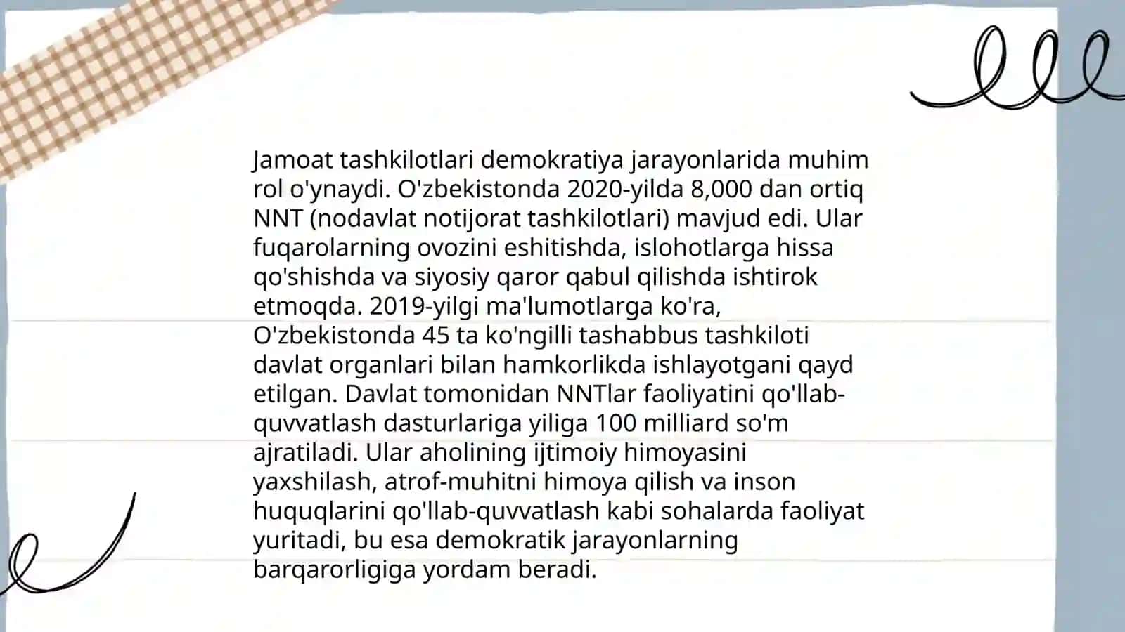 Nodavlat va jamoat tashkilotlarning Òzbekiston demokratik jamiyat barpo etishdagi òrni va ahamiyati 4
