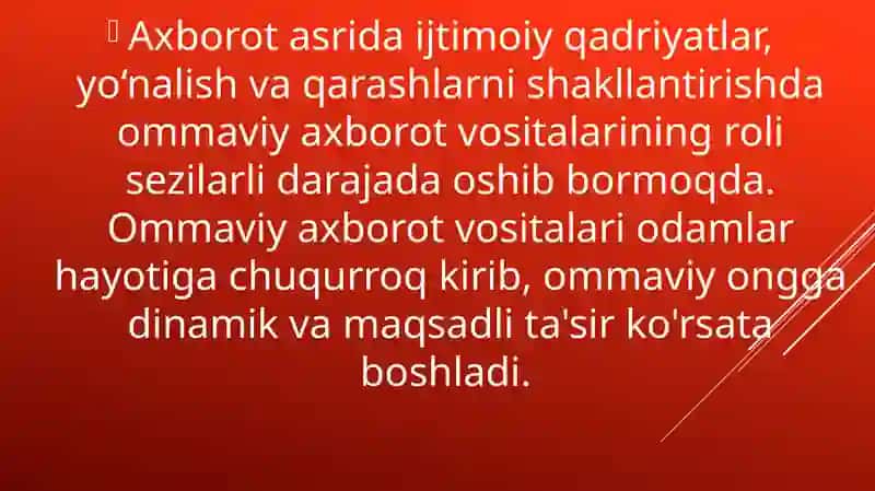 Axborot uzatishda auditoriyaga ta`sir o`tkazish 4