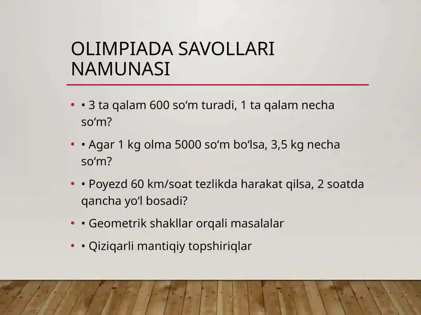 Boshlang'ich sinflarda matematikadan sinfda tashqari ishlar 4