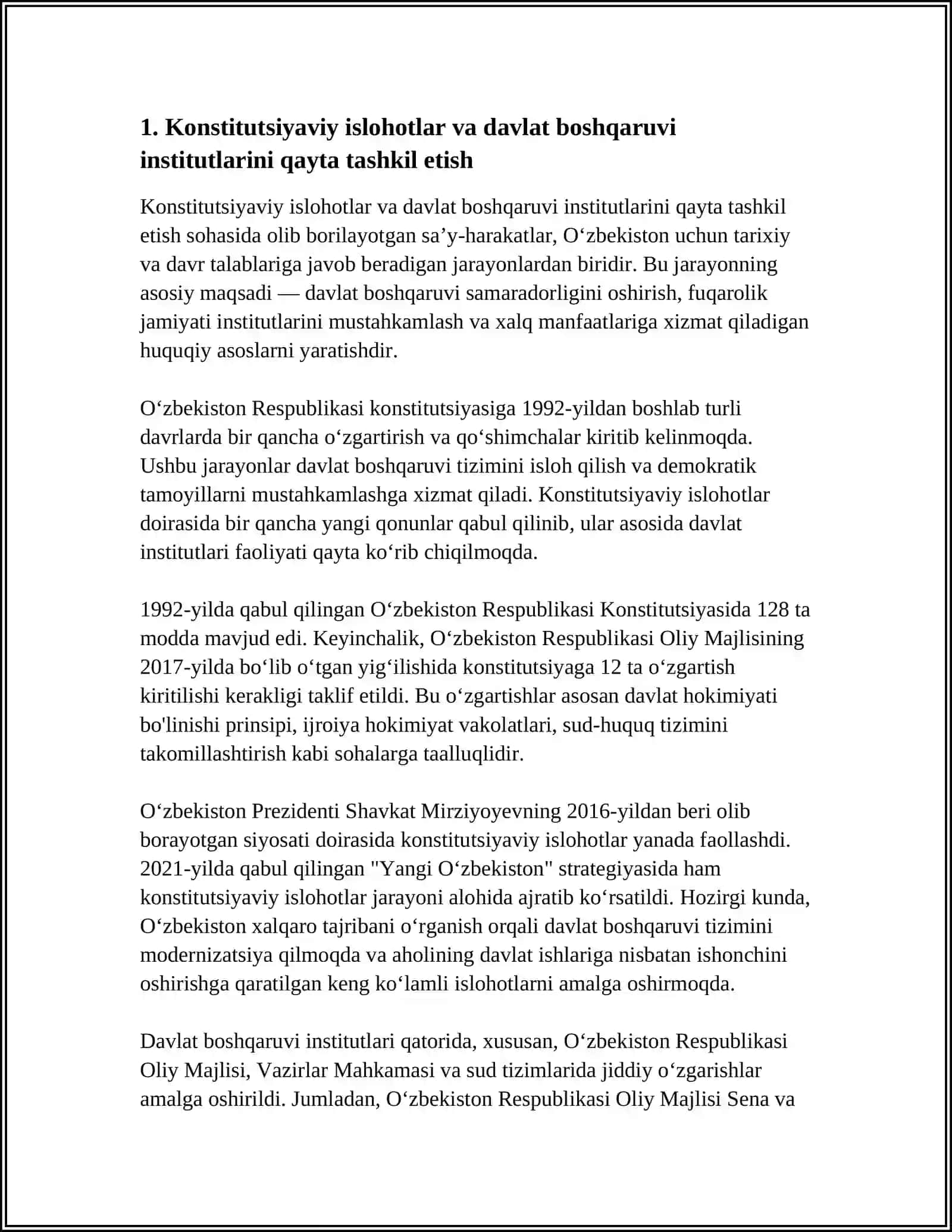 Konstitutsiyaviy islohotlar va davlat boshqaruvi institutlarini qayta tashkil etish 4